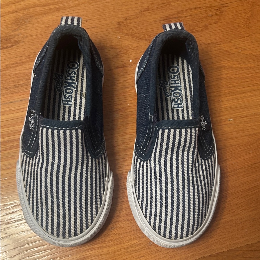 OshKosh B'gosh Navy and White Striped Kids Sneakers
